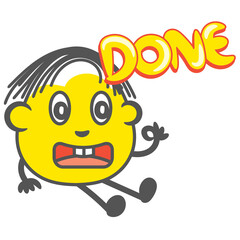 Fototapeta premium Done round yellow cartoon gesture