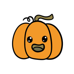 Hand Illustrated Cute Kawaii Pumpkin Object Character Illustration