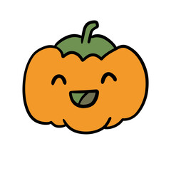 Hand Illustrated Cute Kawaii Pumpkin Object Character Illustration