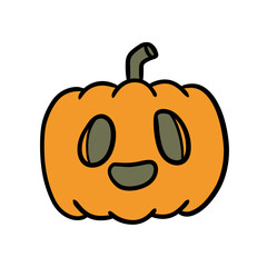 Hand Illustrated Cute Kawaii Pumpkin Object Character Illustration
