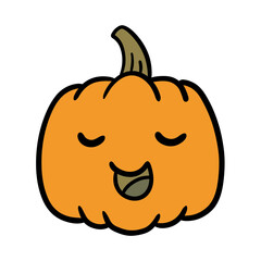 Hand Illustrated Cute Kawaii Pumpkin Object Character Illustration