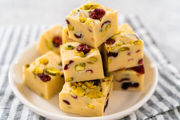Cranberry pistachio fudge