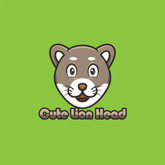 mascot cartoon cute and iconic lion head logo icon