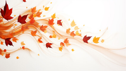 autumn leaf, a maple leaves flying on white background