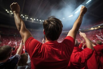 Fototapeta na wymiar Sport fans cheer and celebrating a winning tournament in stadium. Generative AI