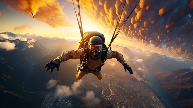 a person skydiving in the air
