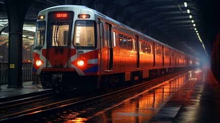 Naklejka premium a train travels down the tracks