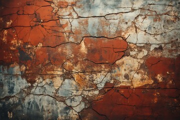 Cracked Brick Grunge Texture in Earthy Red color. Created With Generative AI Technology