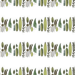 Seamless pattern with floral background. Leaves, plants, nature, greenery, fashion, fabric, design.