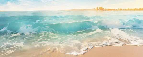Tuinposter Clear ocean waves on the shoreline, open and clear sea created with AI © Timeless_art
