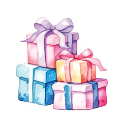 Colorful Gift Boxes in Watercolor: A Visual Feast of Joy