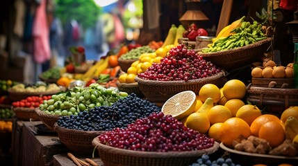 a market with fruits