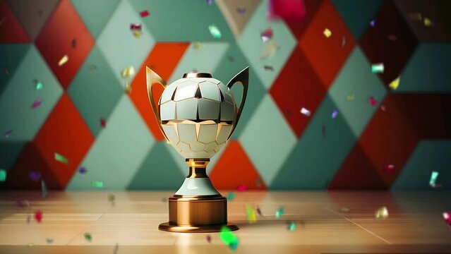 gold yellow trophy cup champion celebration party loop 4k animation
