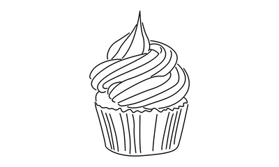 line art of sweet muffin cake