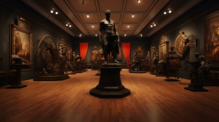 a room with statues - obrazy, fototapety, plakaty