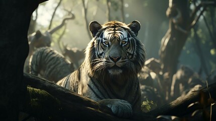 a tiger in the woods