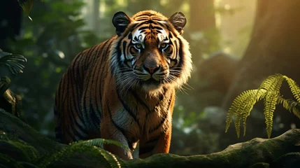 Foto op Plexiglas a tiger in a tree © KWY