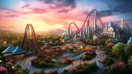 Obraz premium a ferris wheel with a colorful sky