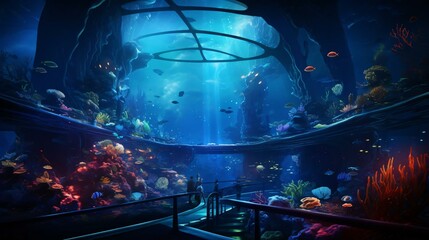 a large aquarium with fish
