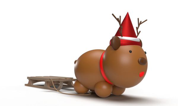 reindeer character cartoon animal icon miserably sledge wooden run walk icon symbol decoration ornament merry christmas xmas happy new year 2024 2023 time calendar winter december event party gift 