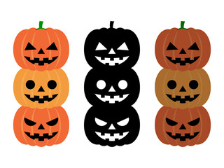 3段ハロウィンかぼちゃアイコンセットA