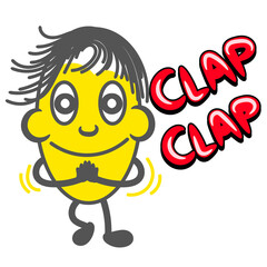 Clap round yellow cartoon gesture