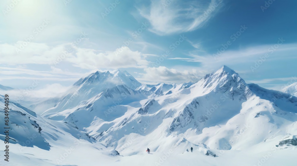 Wall mural a snowy mountain range