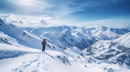 Fototapeta na wymiar a person on skis on a snowy mountain