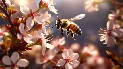 Deurstickers a bee on a flower © KWY