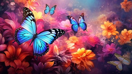 a group of butterflies on a flower