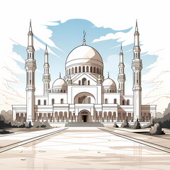 Fototapeta na wymiar Mosque Sketch Drawing