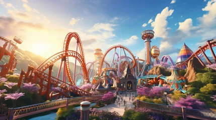 Photo sur Plexiglas Parc dattractions a colorful amusement park ride