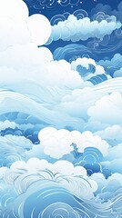 vector of Oriental phone wallpaper, Chinese cloud blue illustration vector - obrazy, fototapety, plakaty