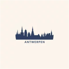 Papier Peint photo autocollant Anvers Belgium Antwerpen cityscape skyline city panorama vector flat modern logo icon. Flemish Antwerp emblem idea with landmarks and building silhouettes