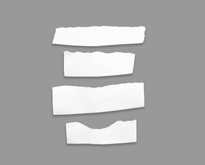 White ripped note,Torn paper edges for background. Ripped paper texture on transparent background. isolated on white background with clipping path.