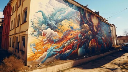 a mural on a wall