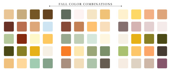 Fall season palette. Trend color palette guide template. An example of a color palette. Forecast of the future color trend. Match color combinations. Vector graphics. Eps 10. - obrazy, fototapety, plakaty