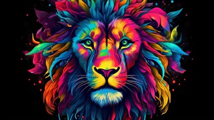Colorful lion to print on t shirt 8k UHD Generative Ai