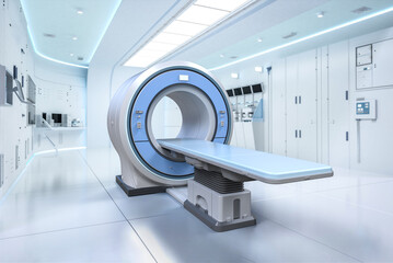 Hospital radiology room with mri scanner machine - obrazy, fototapety, plakaty