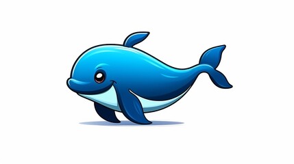 Cute simple logo little happy blue Whale spraying wate Generative Ai