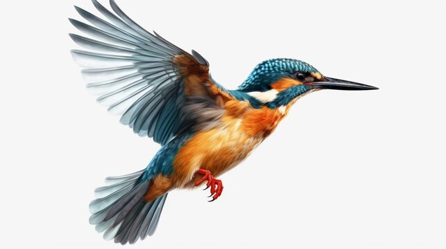 Flying kingfisher isolated png 8k UHD Generative Ai