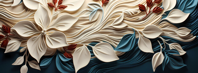 Ceramic Elegance: Ambient Occlusion Leaves in Sculptural Abstraction