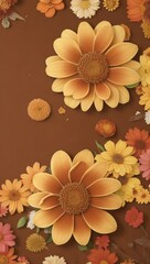 Brown background image with many beautiful flowers.