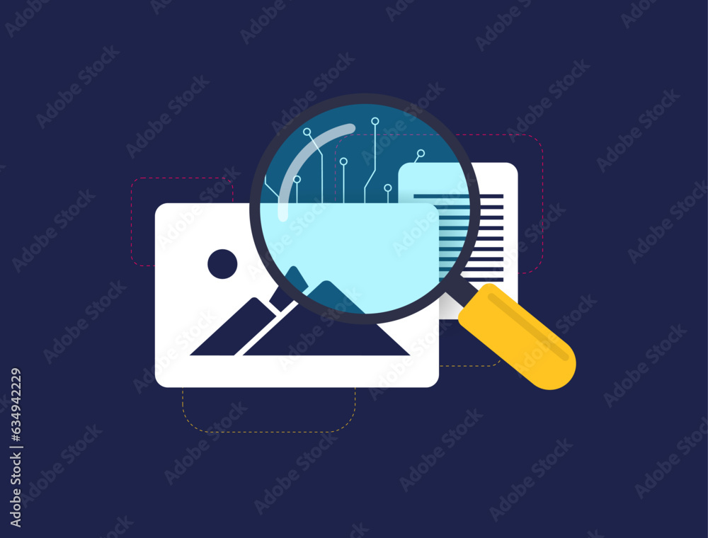 Poster ai content detector concept. detect artificial intelligent content - generated images or ai writing 