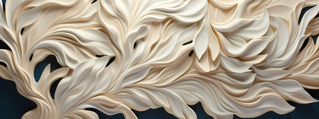 Fractal Leaf Design: Contemporary Ceramic Patterns on Textured Wall