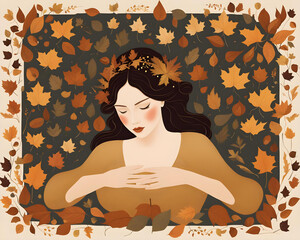 person with a autumn leaves on their face