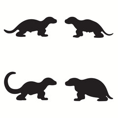 Tiger Salamander silhouettes and icons. Black flat color simple elegant Tiger Salamander animal vector and illustration.