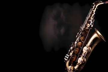 Saxophone with dark background for copyspace 