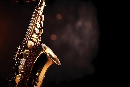 Saxophone with dark background for copyspace 