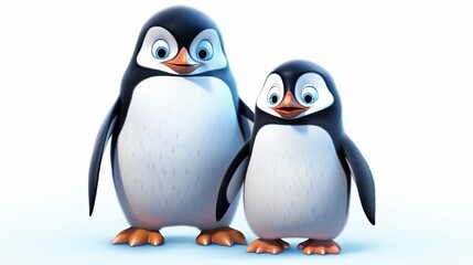 Obraz premium Winter penguin clipart 8k UHD Generative Ai
